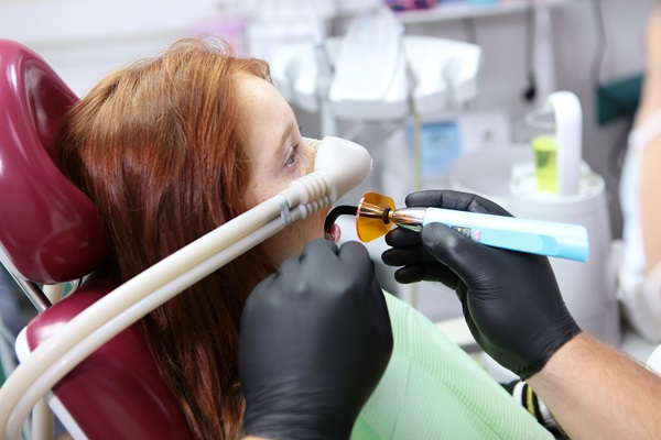 Patient receiving comfortable sedation dentistry care
