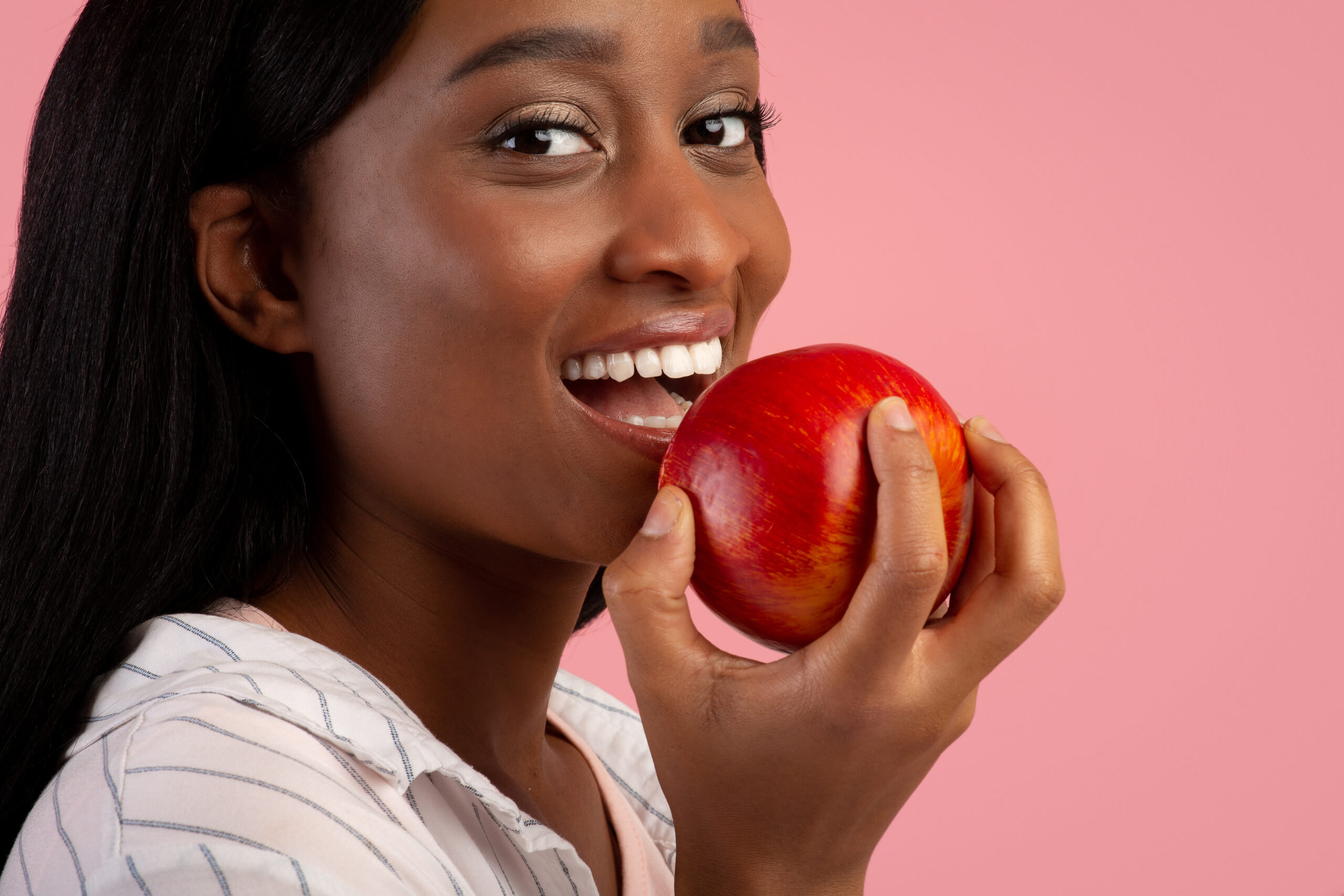 Dentures helping with comfortable eating and speaking
