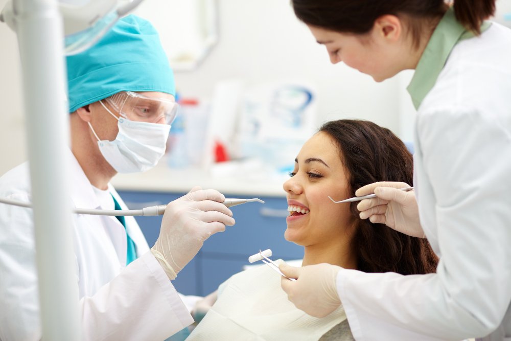 Patient smiling during a cosmetic dentistry visit