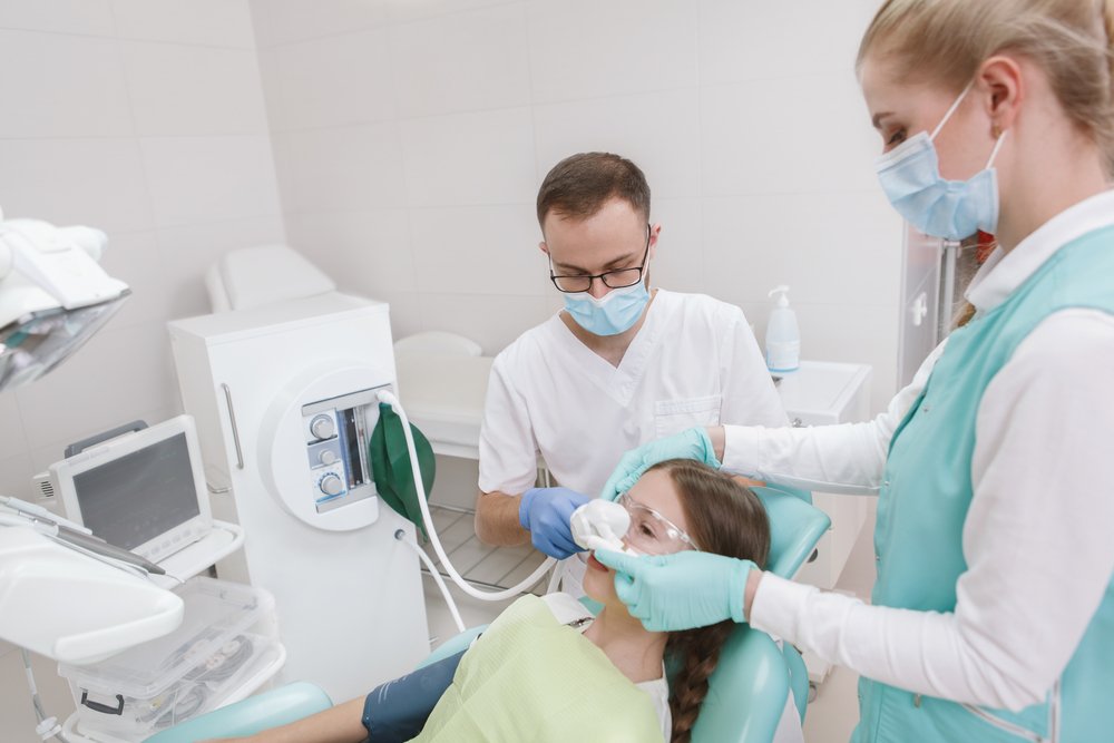 Patient receiving sedation dentistry treatment