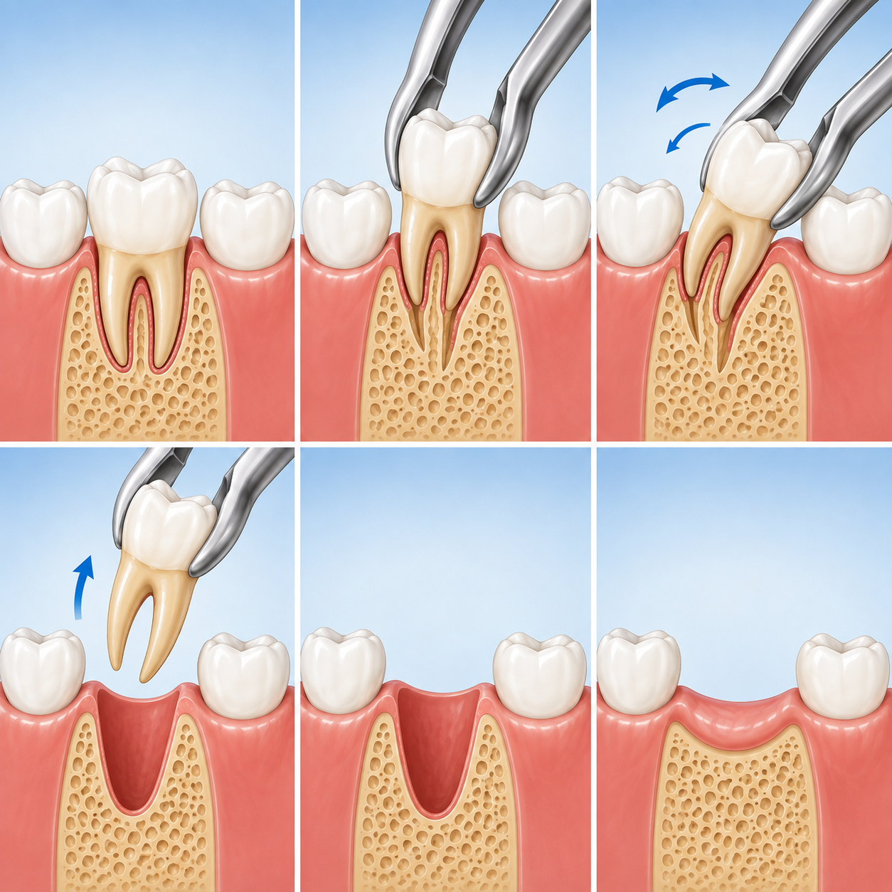 Simple tooth extraction dental procedure